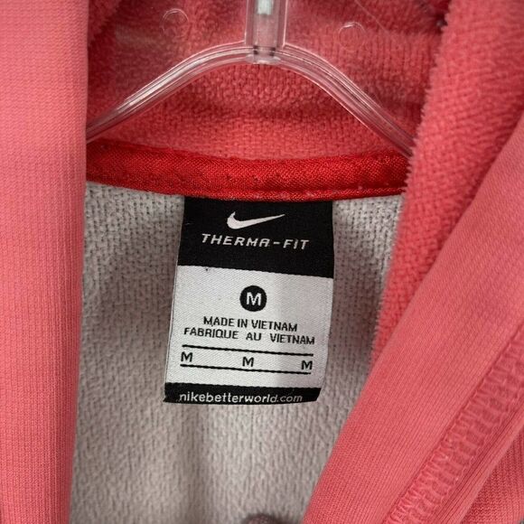 Nike Therma Fit Hoodie Pink Gray Just Do It Womens Size M Pullover Fleece Lined - Picture 7 of 8